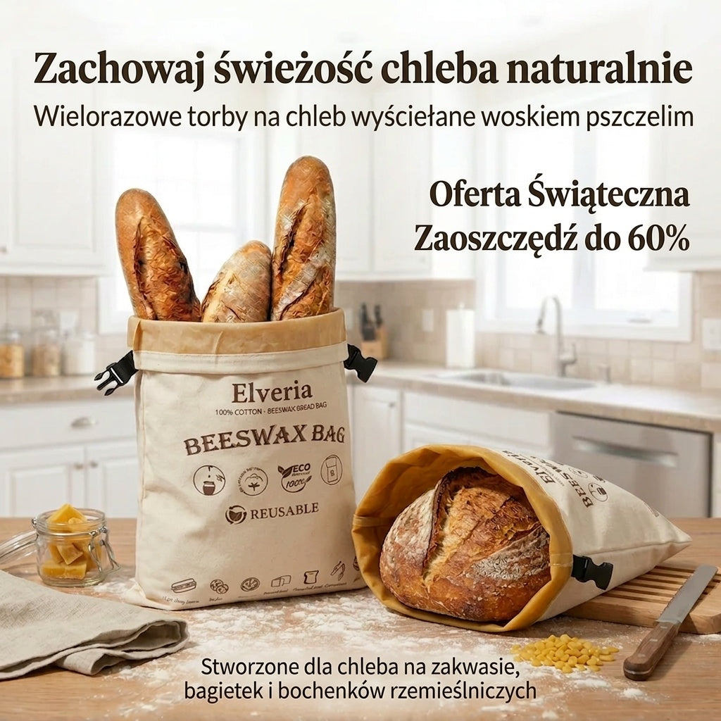 Premium bawełniano-woskowe woreczki na chleb